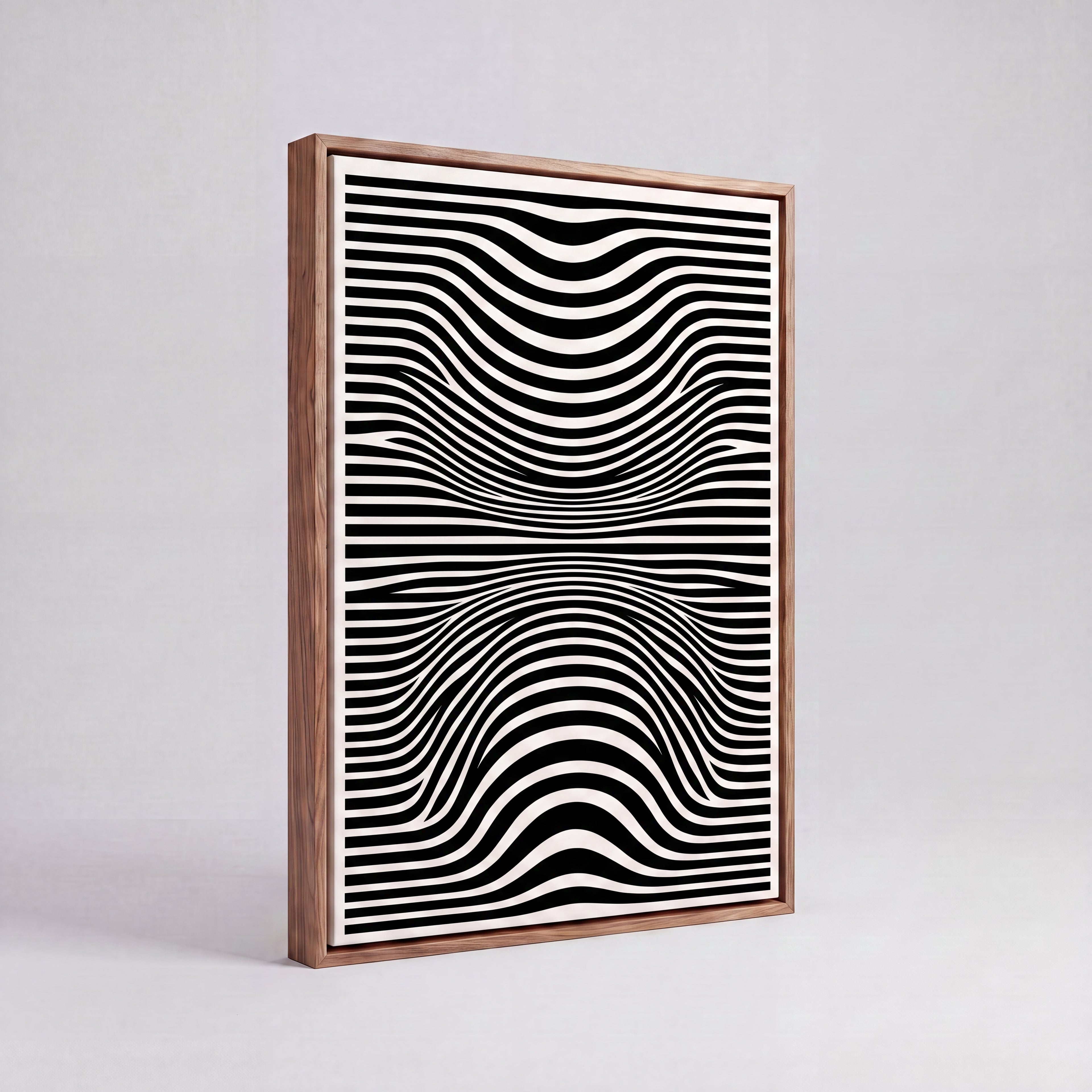 Optical Art Waves | Black & White Geometric Canvas Wall Art