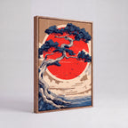 Rising Sun | Japanese Bonsai Woodblock Canvas Wall Art