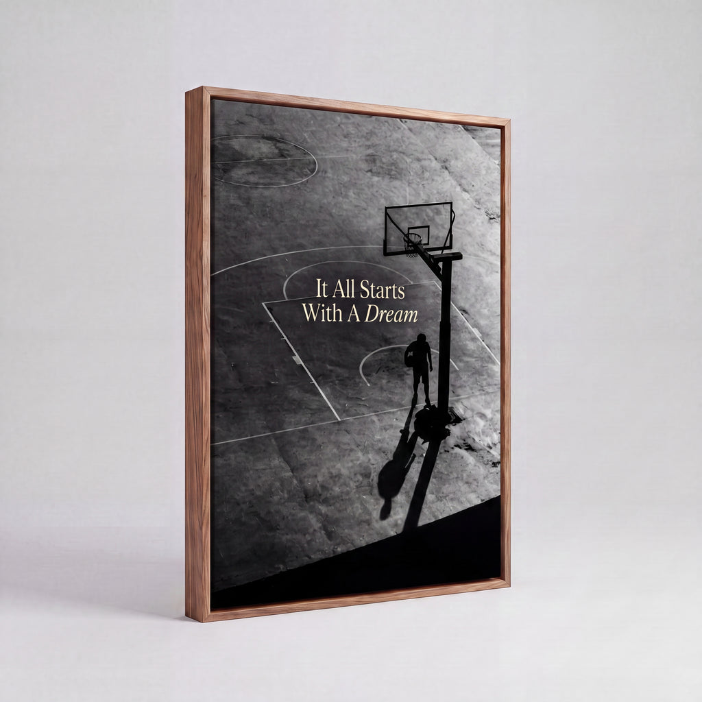 It All Starts With A Dream | Basketball Court Canvas Wall Art