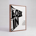 Lock In | Liquid Chrome 3D Typography Canvas Wall Art