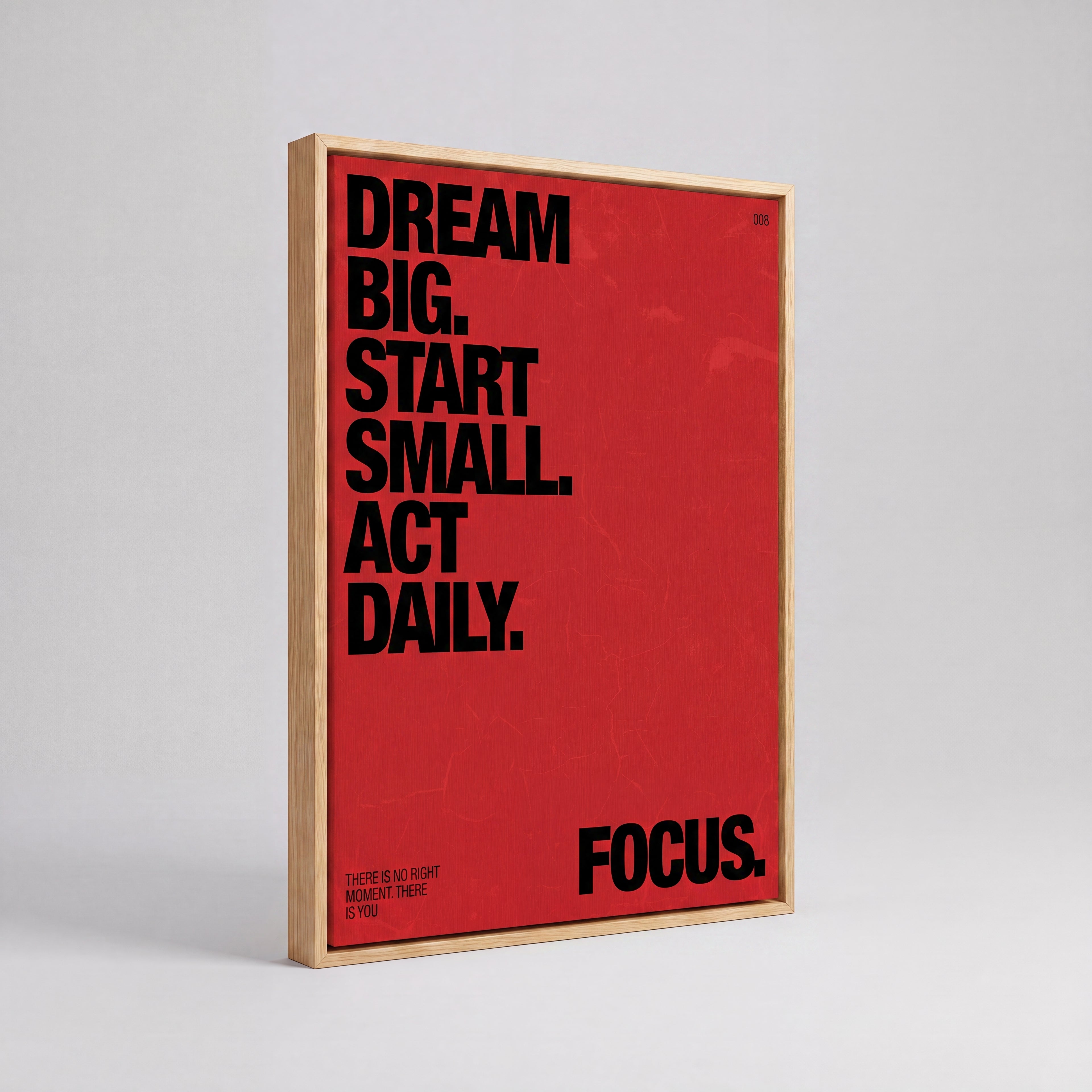 Dream Big Start Small Act Daily | Red Typographic Canvas Wall Art