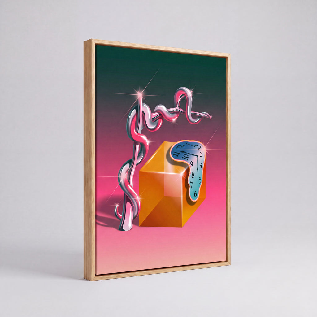 Time Warp | Surreal Melting Clock Canvas Wall Art