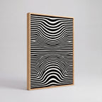 Optical Art Waves | Black & White Geometric Canvas Wall Art