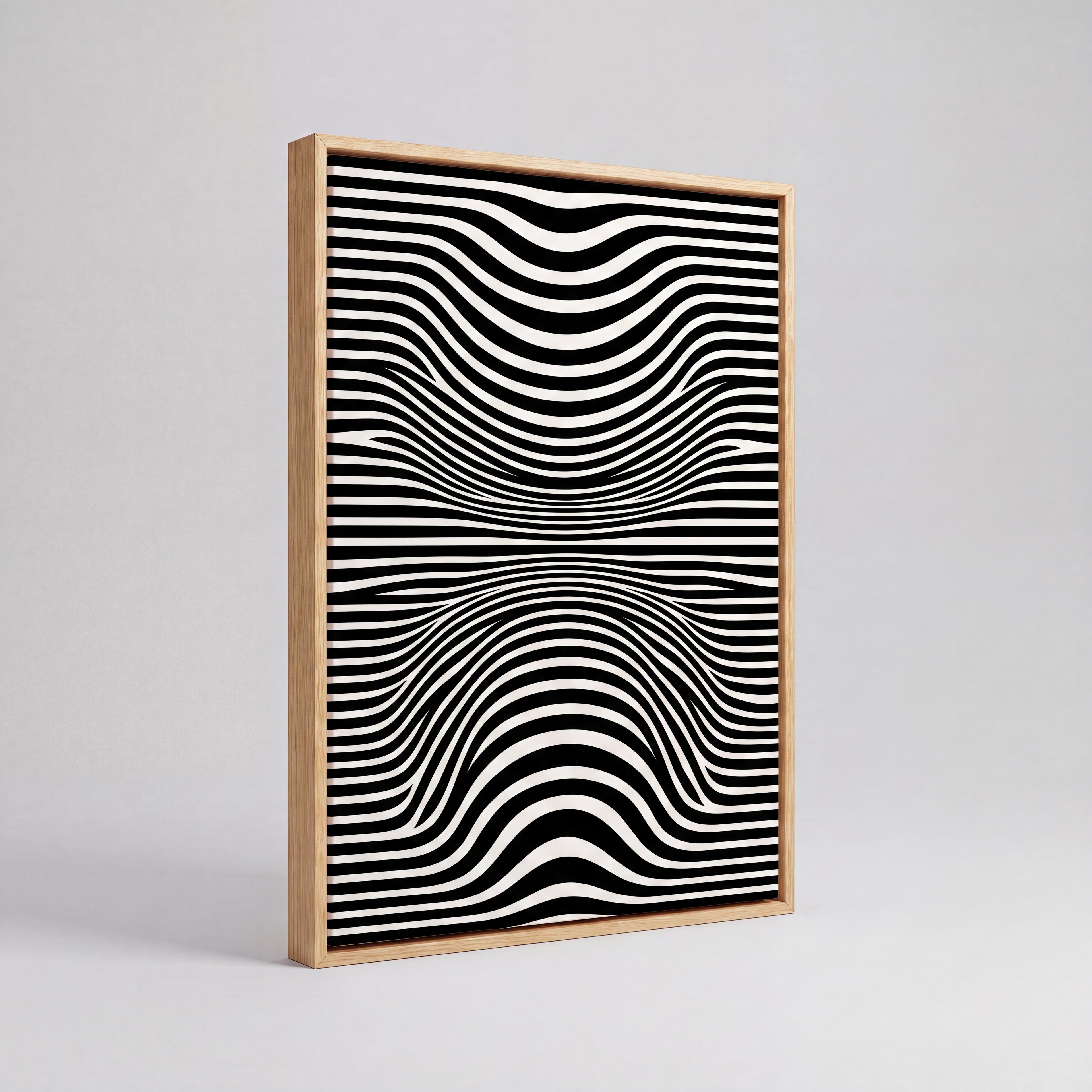 Optical Art Waves | Black & White Geometric Canvas Wall Art